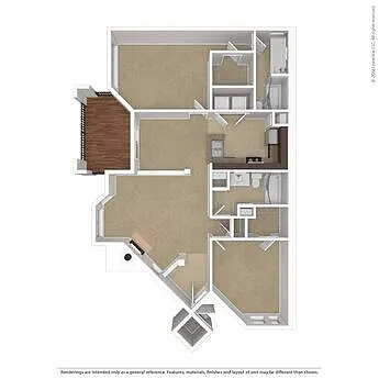 Floor plan 2 Bed Granite/Hardwood