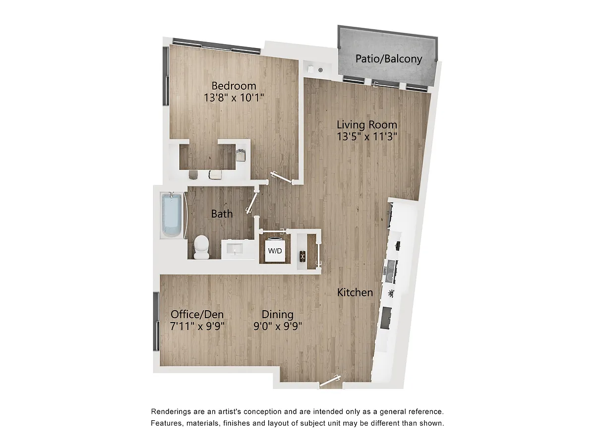 Floor plan 1 BR + Den TYPE R