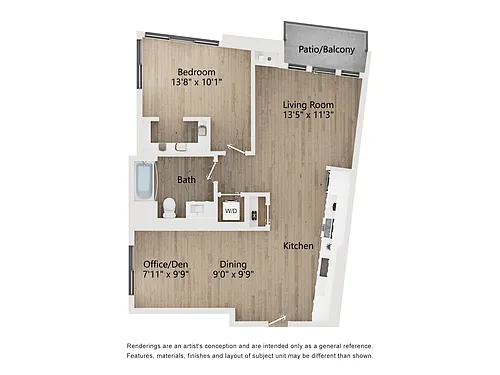 Floor plan 1 BR + Den TYPE R