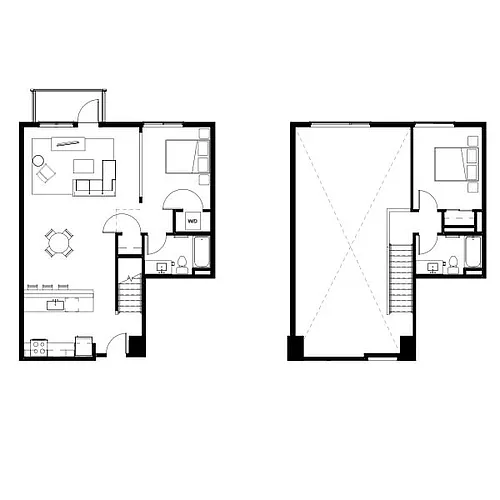Floor plan One Bed + Den Penthouse 28