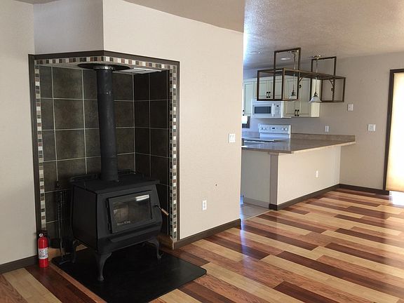wood stove in living area