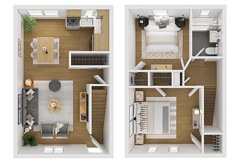 Floor plan 2 Bedroom 1 bath Townhome