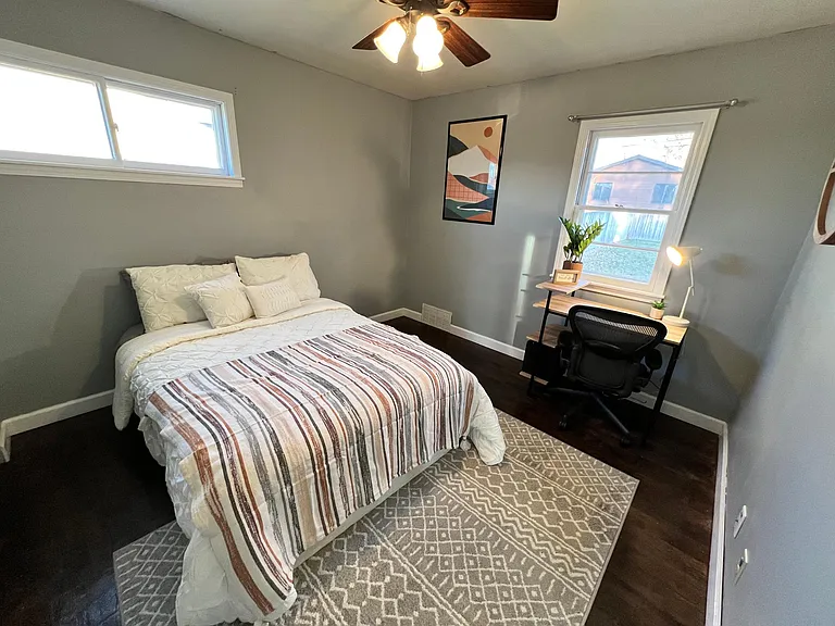 Bedroom with desk area