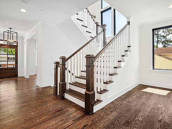 Light pours down the stairwell