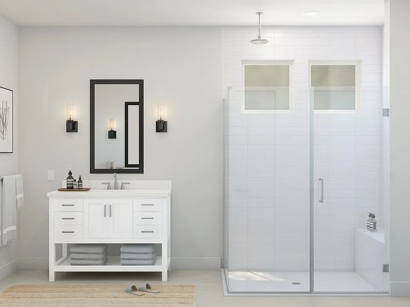 Primary bath with dual vanities