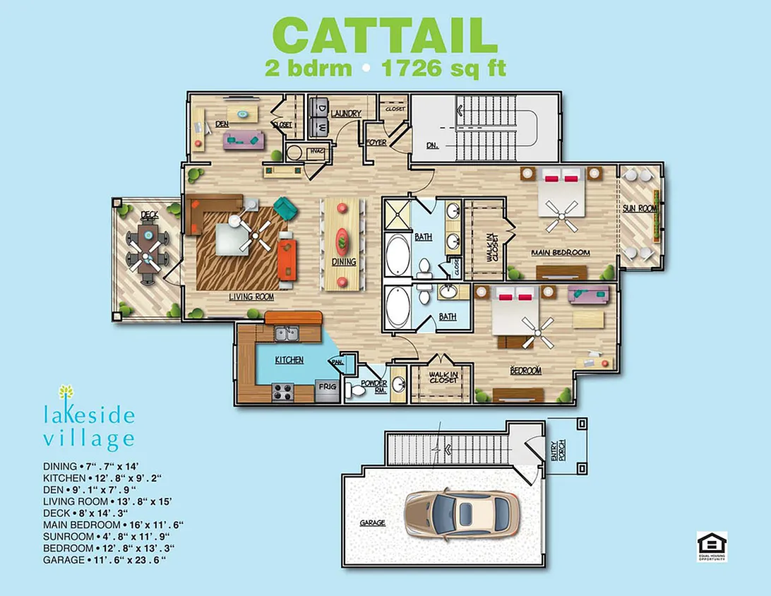 Floor plan Cattail 2x2.5