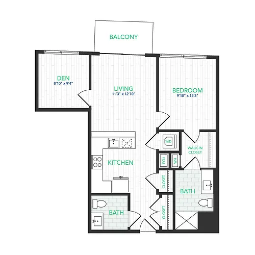 Floor plan VISTA 1 BED DEN 7