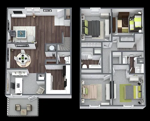 Floor plan 4 Bedroom 2.5 Bathroom Townhome