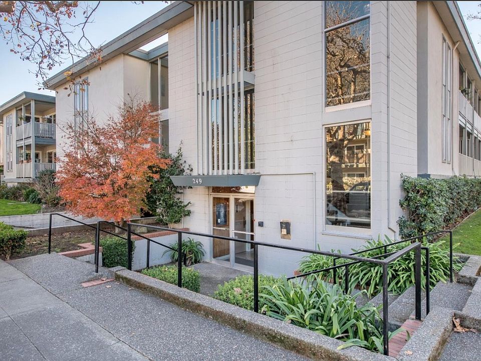 Front entrance to 249 Elm Street. Secure entrance.