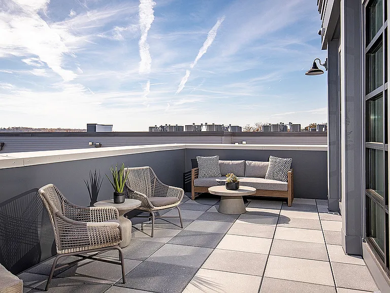 Experience urban tranquility on this chic rooftop terrace.
