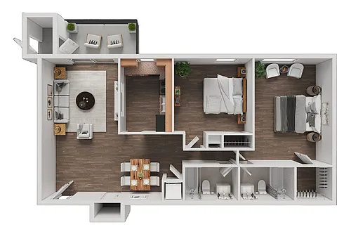Floor plan 2 Bedroom 2 Bath