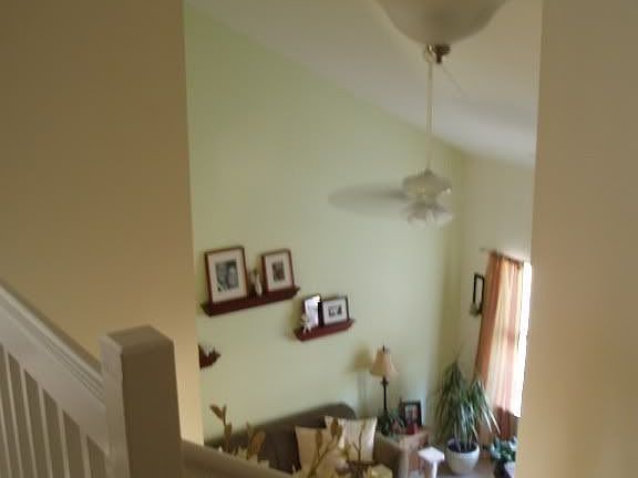 Looking down to living room