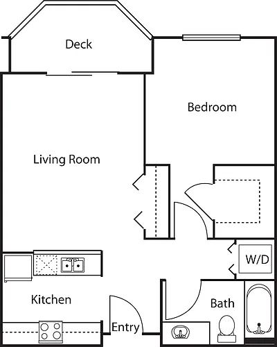 Floor plan 1 Bedroom -628