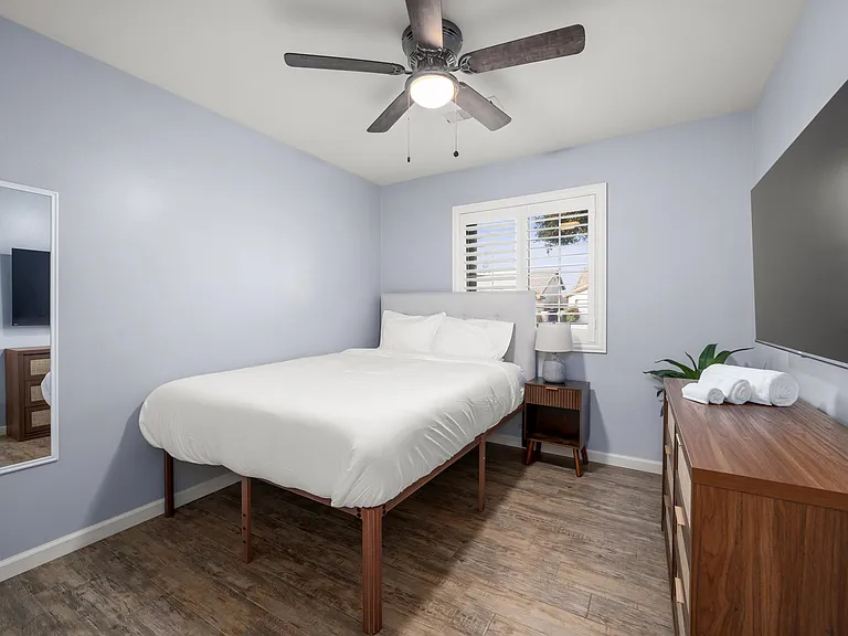 Bedroom 2; queen-sized bed.