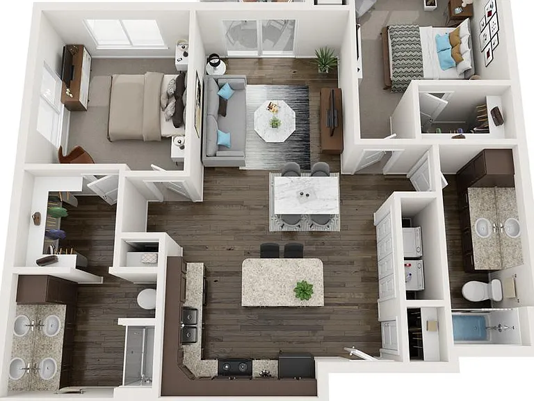 The Rutherford: 2 bedroom, 2 bathroom with 1040 square feet of living space
$1390 - $1500 per month