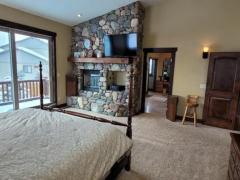 Master Bedroom, Deck, Huge Slider, Balcony Fireplace Controlled with Remote, Vaulted Celling's, With Fan, Stereo System,