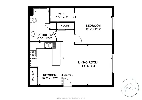 Floor plan 1 Bedroom 1 Bath Silver