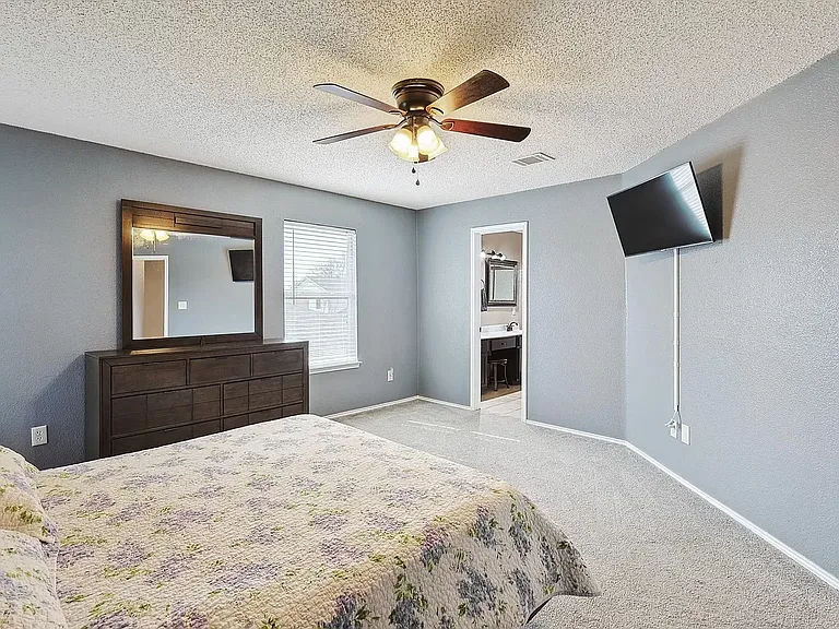 Master bedroom- with light/fan, TV hookup, large closet