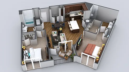 Floor plan 2 Bedroom 2 Bath