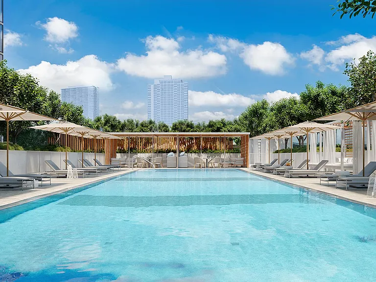 Lap Pool with Cabanas