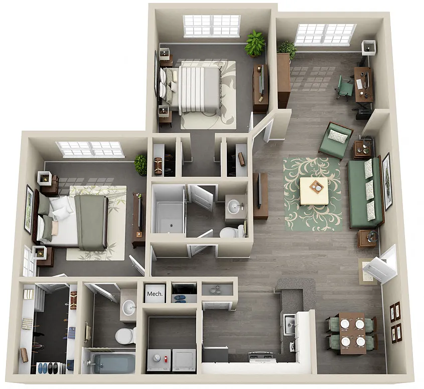 Floor plan Belleair 2 Bedroom 2 Bath Renovated