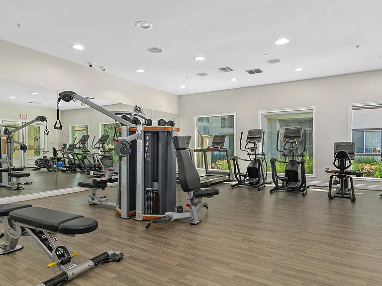 Stay active with a fully equipped fitness center right at home.