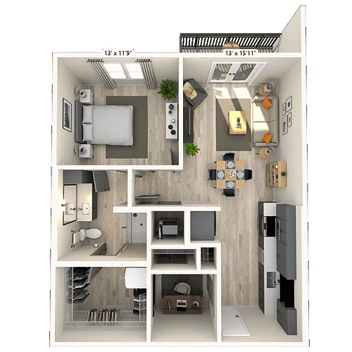 Floor plan A8 1x1 780 SF-FP