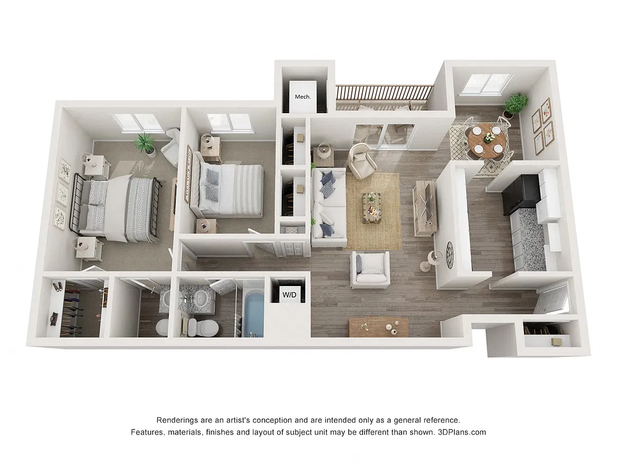 Floor plan Two Bedroom, One And A Half Bath