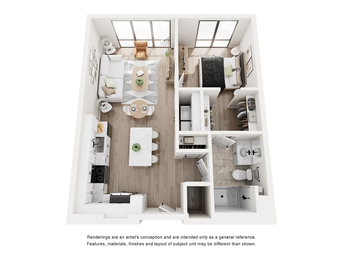 Floor plan A1 One Bedroom One Bathroom