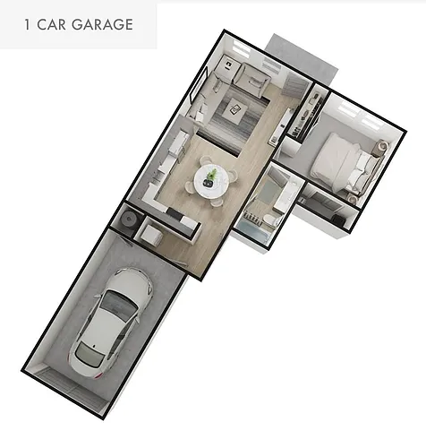 Floor plan FlexGen 1-Bed w/One-Car Garage