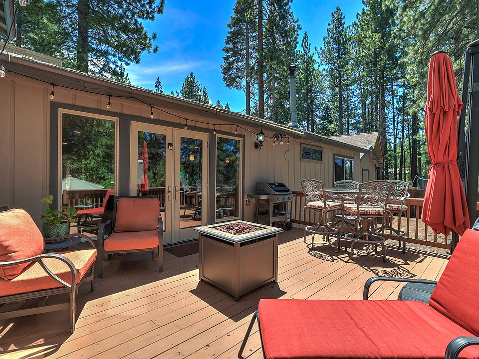 Entertainer's deck with fire pit, lounge seating, and seamless indoor-outdoor living