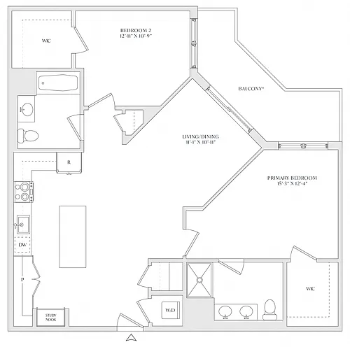 Floor plan 2 Bed/2 Bath-B2c