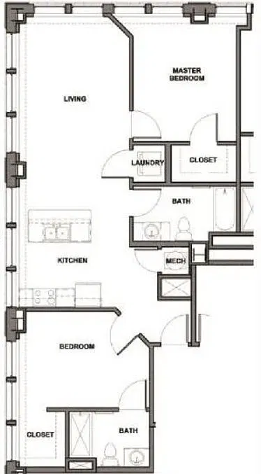 Floor plan 2 Bedroom A - Furnished