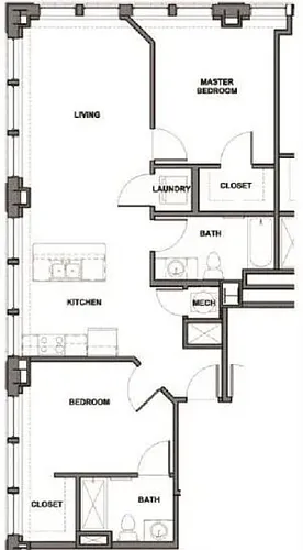 Floor plan 2 Bedroom A - Furnished