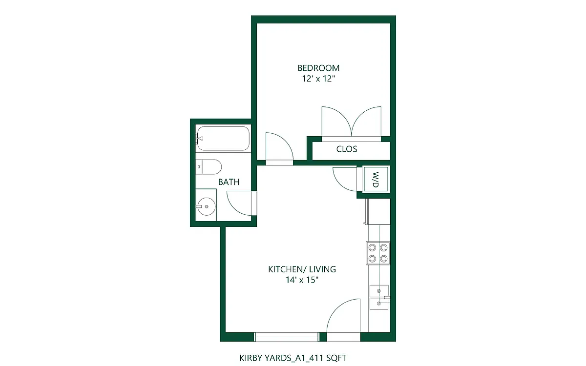 Floor plan 1 bed 1 bath
