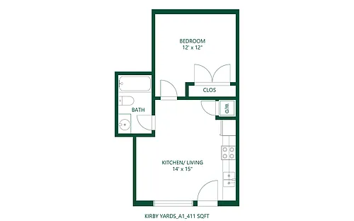 Floor plan 1 bed 1 bath