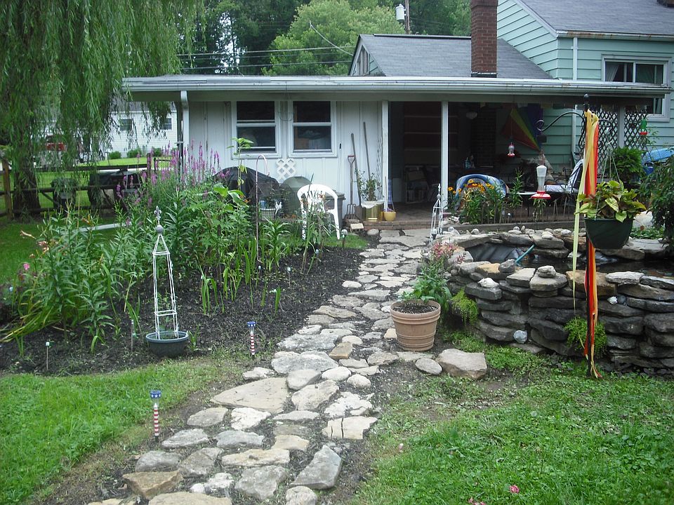 pond, gardens, patio