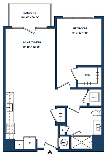 Floor plan 1 Bed/1 Bath S-A1-B Smyth