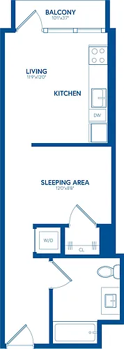 Floor plan Alcove Studio, Balcony