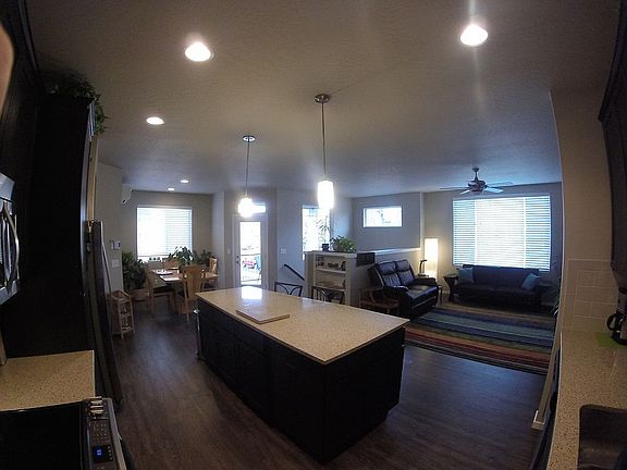 Kitchen open to living area