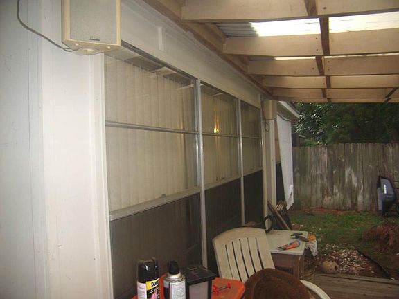 close up of out back, not in bad shape. A few boards need replaced on the decking though.