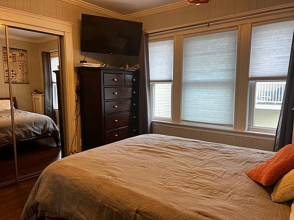 This Room is available - located off the kitchen. has large closet "mirror" doors + hardwoods floors.