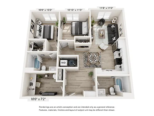 Floor plan 2 Bedroom With Den