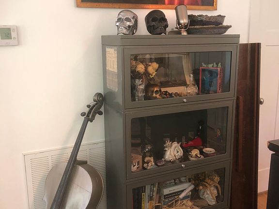 Curiosities and art in the living room