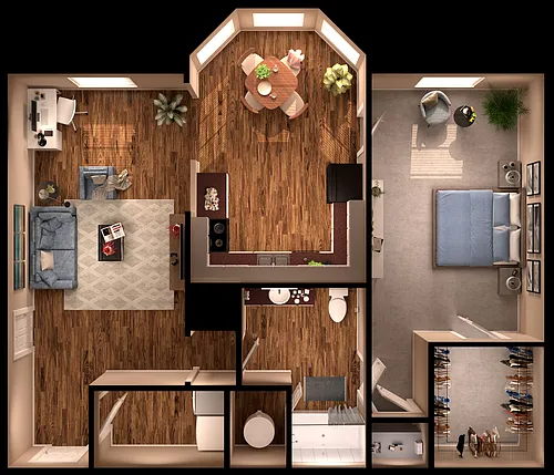 Floor plan 1 Bed 1 Bath Reno