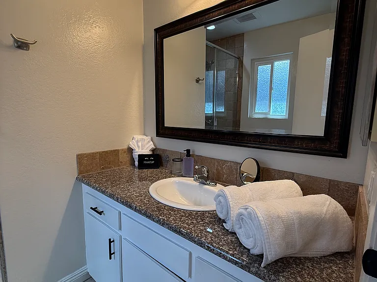 Primary bath with granite countertop
