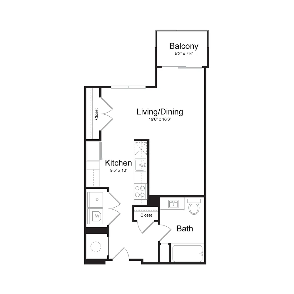 Floor plan Studio (SF-A) Balcony