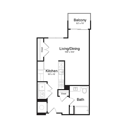 Floor plan Studio (SF-A) Balcony