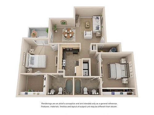 Floor plan Two Bedroom Two Bathroom 1004 Sq Ft