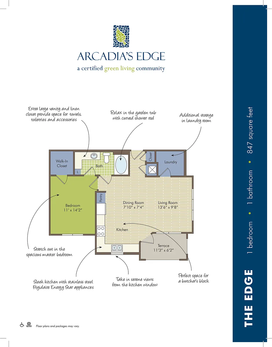 Floor plan A2 Edge Garden - 1 Bedroom, 1 Bathroom
